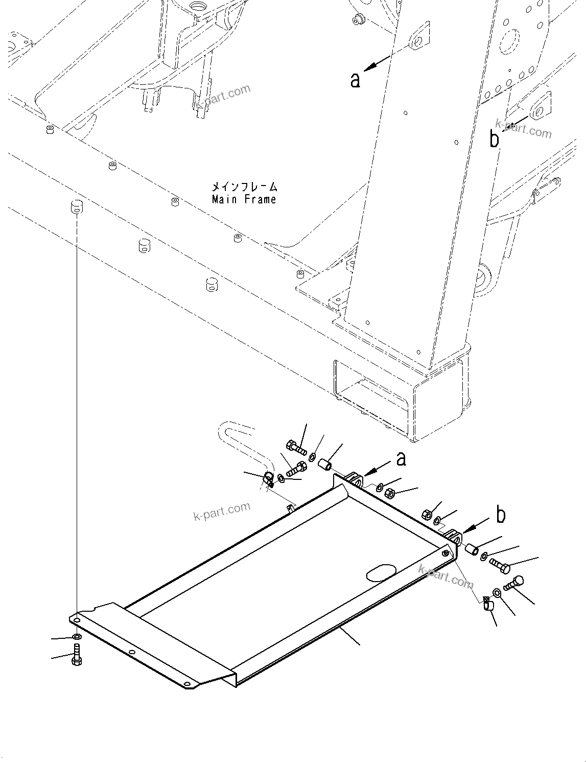 Komatsu parts book diagram for HD785-7 S/N 37001-UP: ENGINE UNDER GUARD, (#30001-)