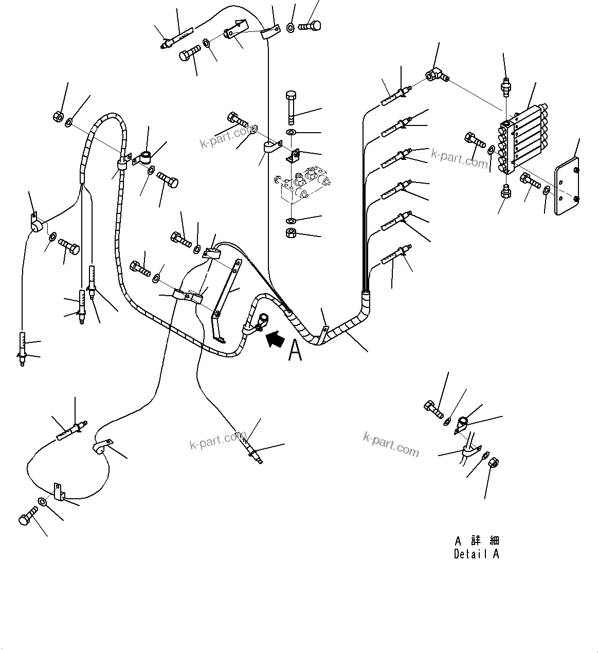 Komatsu parts book diagram for HD785-7 S/N 37001-UP: AUTO-GREASING SYSTEM PIPING, FRONT, R.H.(#30001-)