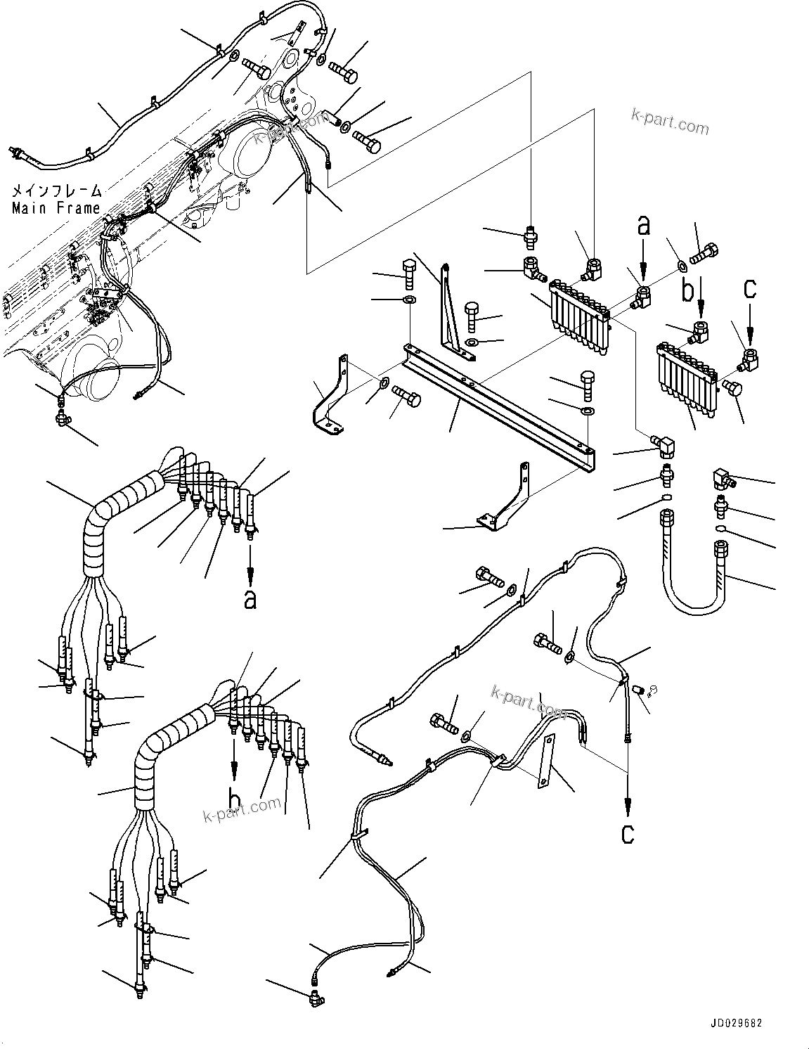 Komatsu parts book diagram for HD785-7 S/N 37001-UP: AUTO-GREASING SYSTEM PIPING, REAR PIPING(#30001-)