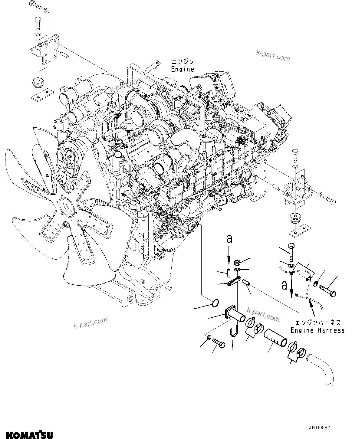 Komatsu parts book diagram for HD785-7 S/N 37001-UP (-40 deg C Spec.): ENGINE RELATED PARTS, COOLING TUBE(#34982-)