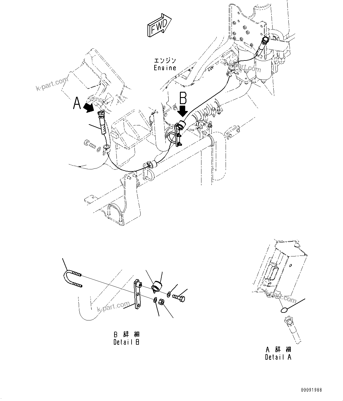 Komatsu parts book diagram for HD785-7 S/N 37001-UP (-40 deg C Spec.): ENGINE RELATED PARTS, COOLING PLATE TO WATER SEPARATOR R.H.(#33158-34128)