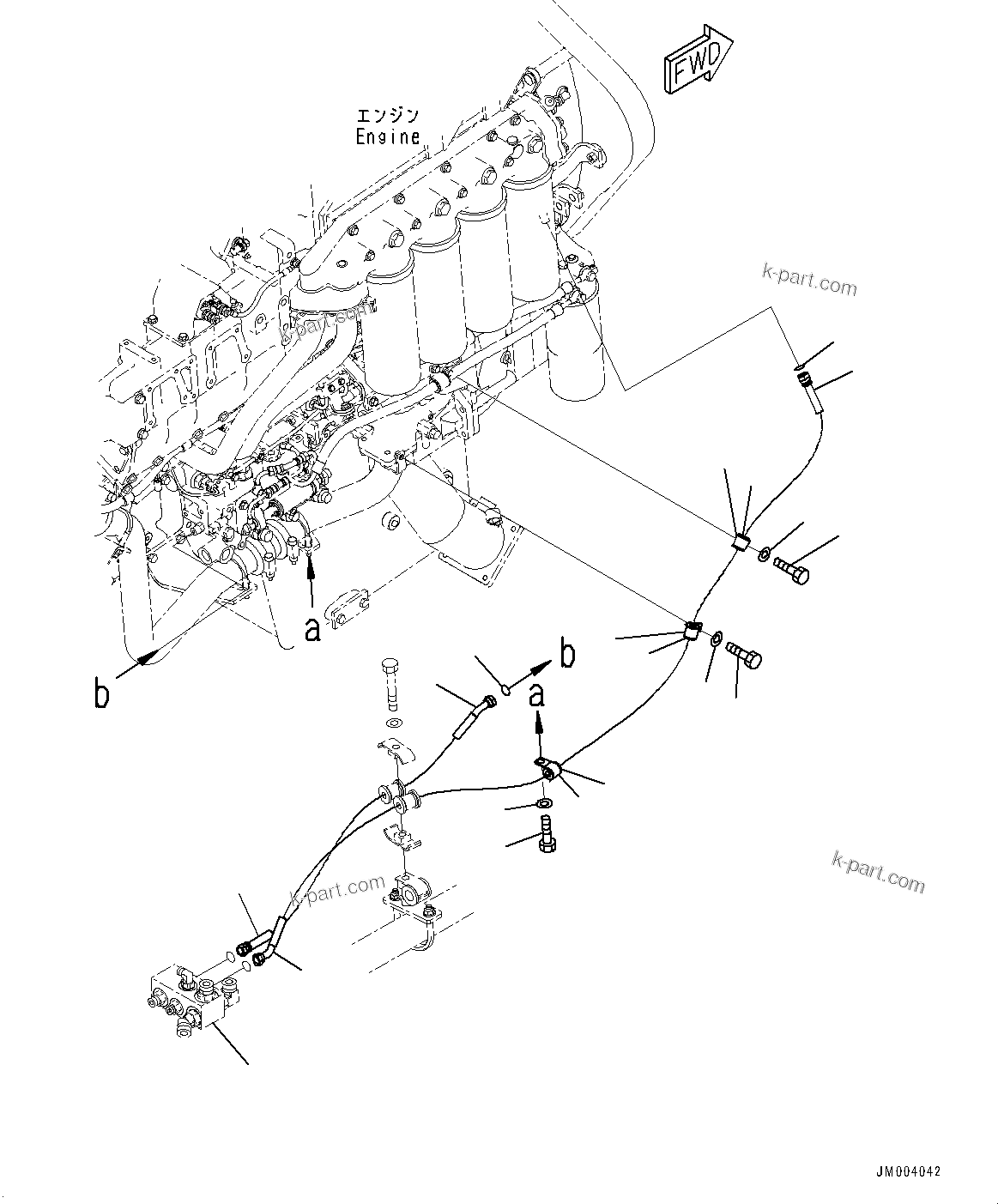Komatsu parts book diagram for HD785-7 S/N 37001-UP (-40 deg C Spec.): ENGINE RELATED PARTS, BLOCK TO ENGINE R.H. (WITH BIODIESEL FUEL B30)(#37001-)