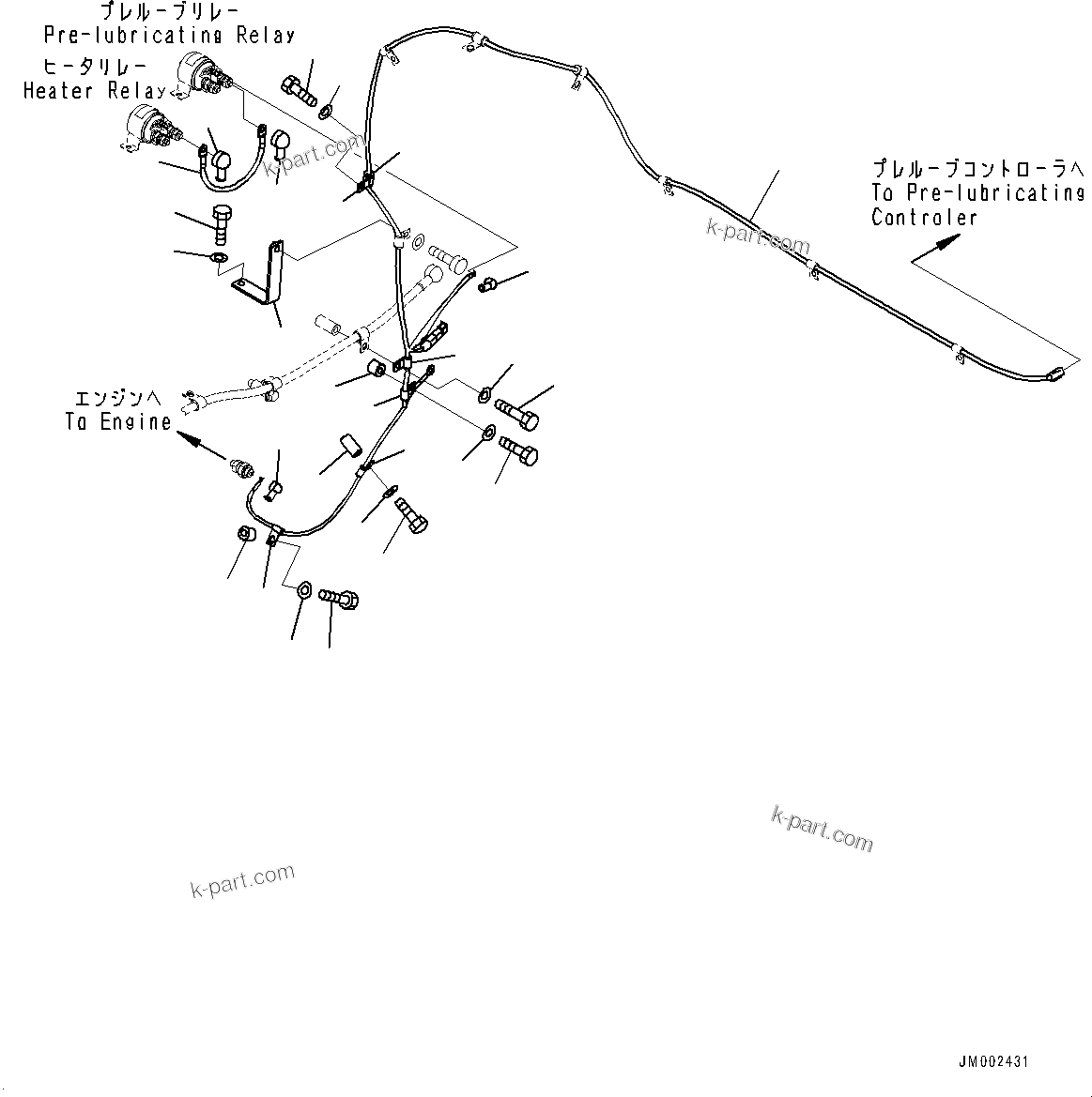 Komatsu parts book diagram for HD785-7 S/N 37001-UP (-40 deg C Spec.): ENGINE RELATED PARTS, WIRING HARNESS(#37001-)