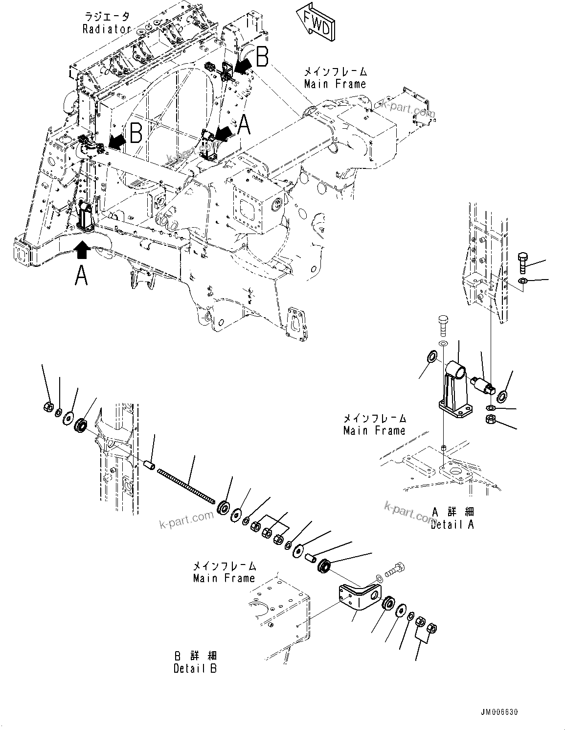 Komatsu parts book diagram for HD785-7 S/N 37001-UP (-40 deg C Spec.): COOLING SYSTEM, MOUNTING BRACKET(#30001-)