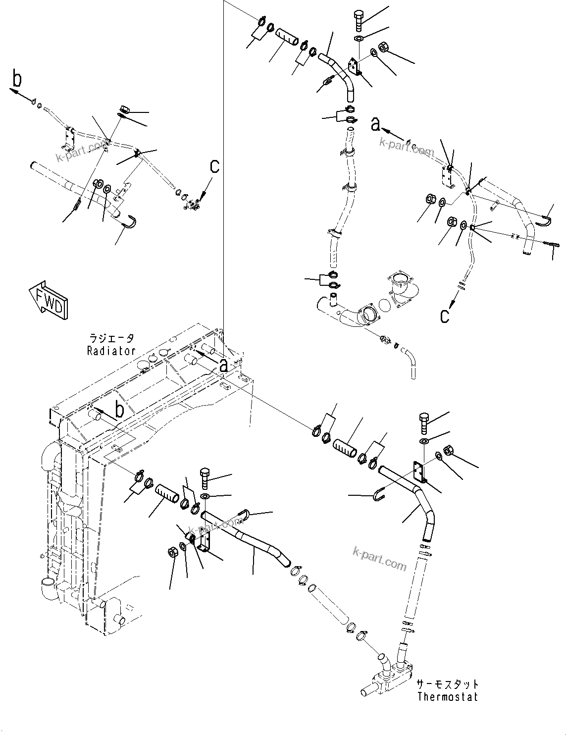 Komatsu parts book diagram for HD785-7 S/N 37001-UP (-40 deg C Spec.): COOLING SYSTEM, COOLANT PIPING (1/3)(#30001-)