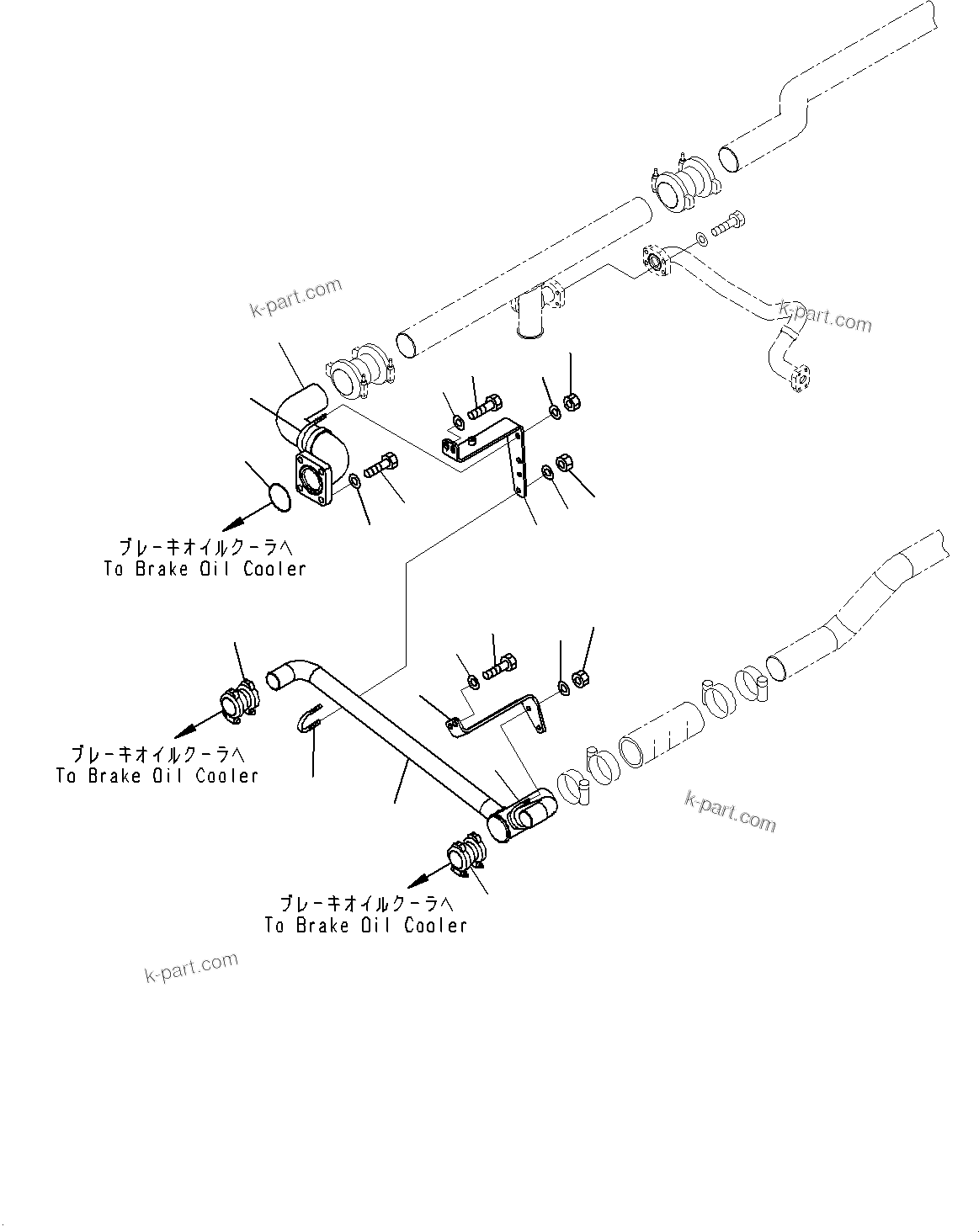 Komatsu parts book diagram for HD785-7 S/N 37001-UP (-40 deg C Spec.): COOLING SYSTEM, BRAKE COOLER PIPING(#30001-)