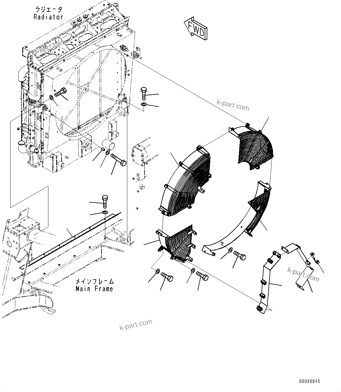 Komatsu parts book diagram for HD785-7 S/N 37001-UP (-40 deg C Spec.): COOLING SYSTEM, FAN NET(#30001-)