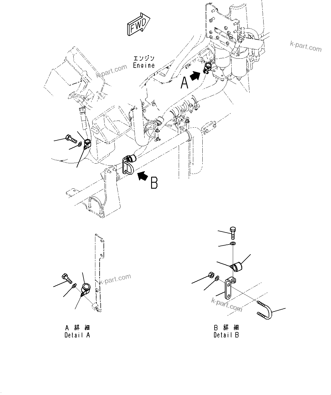 Komatsu parts book diagram for HD785-7 S/N 37001-UP (-40 deg C Spec.): FUEL PIPING, TANK TO BLOCK(#30001-)