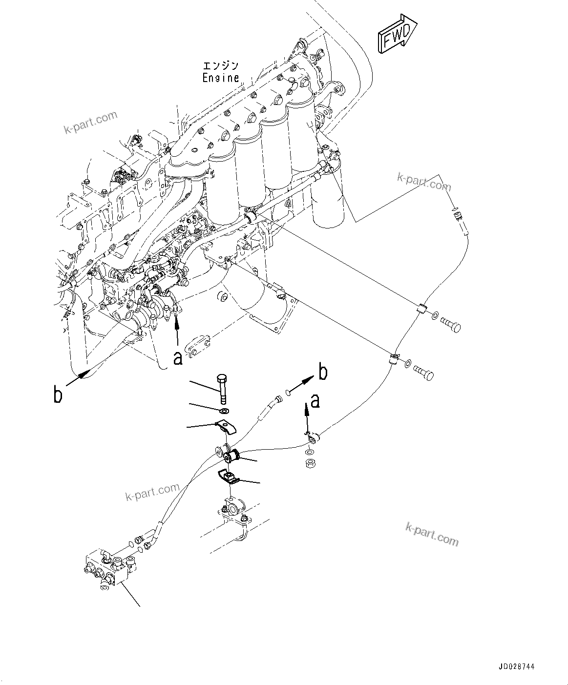 Komatsu parts book diagram for HD785-7 S/N 37001-UP (-40 deg C Spec.): FUEL PIPING, BLOCK TO ENGINE R.H.(#30001-)