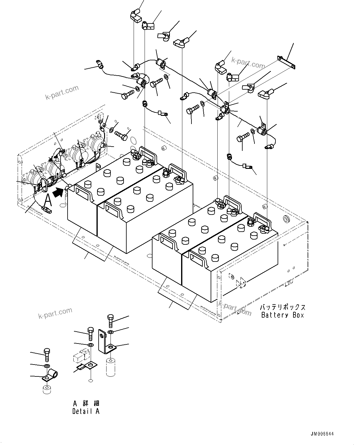 Komatsu parts book diagram for HD785-7 S/N 37001-UP (-40 deg C Spec.): BATTERY BOX AND REAR HOOD, BATTERY(#30001-)