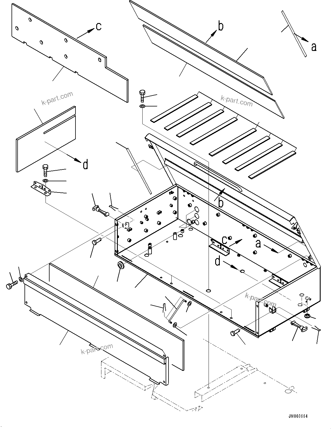 Komatsu parts book diagram for HD785-7 S/N 37001-UP (-40 deg C Spec.): BATTERY BOX AND REAR HOOD, BATTERY BOX(#30001-)