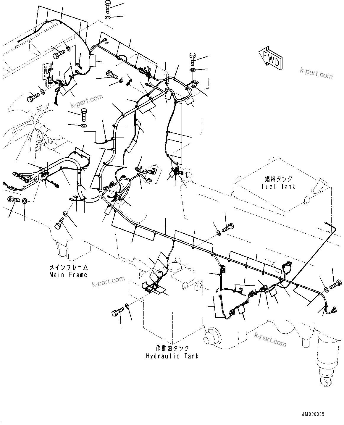 Komatsu parts book diagram for HD785-7 S/N 37001-UP (-40 deg C Spec.): ELECTRIC WIRING HARNESS, MAIN WIRING HARNESS (1/2)(#31143-34128)