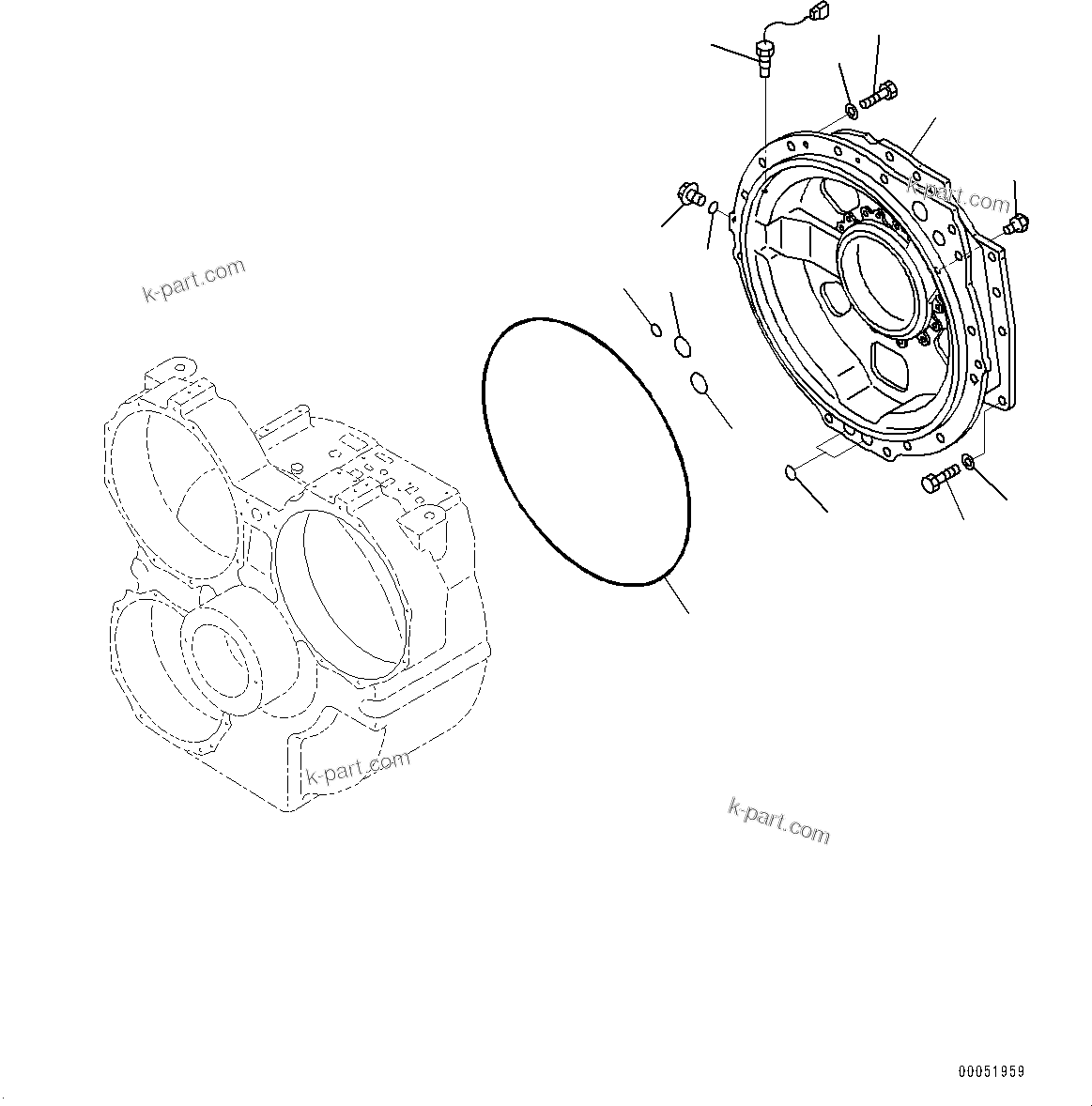 Komatsu parts book diagram for HD785-7 S/N 37001-UP (-40 deg C Spec.): TORQUE CONVERTER AND TRANSMISSION, REAR HOUSING(#30001-33226)