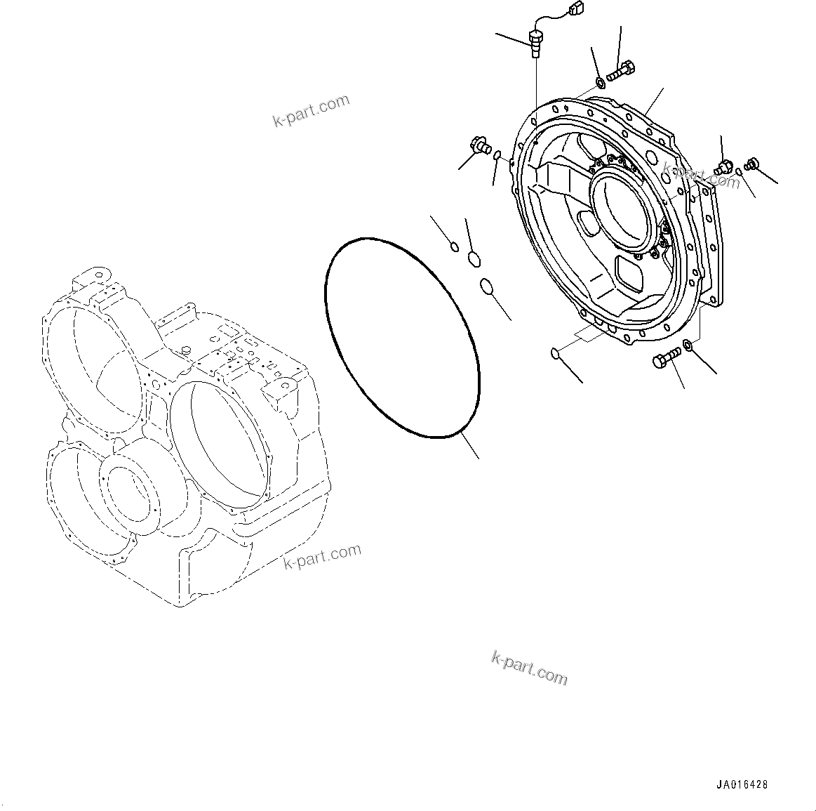 Komatsu parts book diagram for HD785-7 S/N 37001-UP (-40 deg C Spec.): TORQUE CONVERTER AND TRANSMISSION, REAR HOUSING(#33227-)