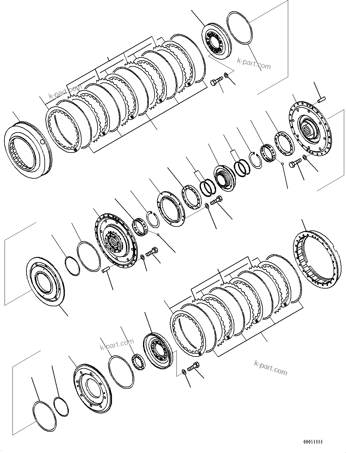 Komatsu parts book diagram for HD785-7 S/N 37001-UP (-40 deg C Spec.): TORQUE CONVERTER AND TRANSMISSION, LOW AND 4TH SPEED CLUTCH(#30001-)