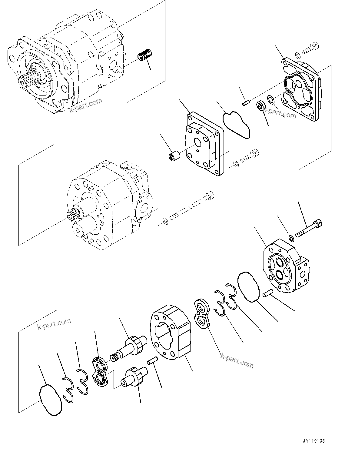 Komatsu parts book diagram for HD785-7 S/N 37001-UP (-40 deg C Spec.): TORQUE CONVERTER AND TRANSMISSION, GEAR PUMP (1/2)(#33301-)