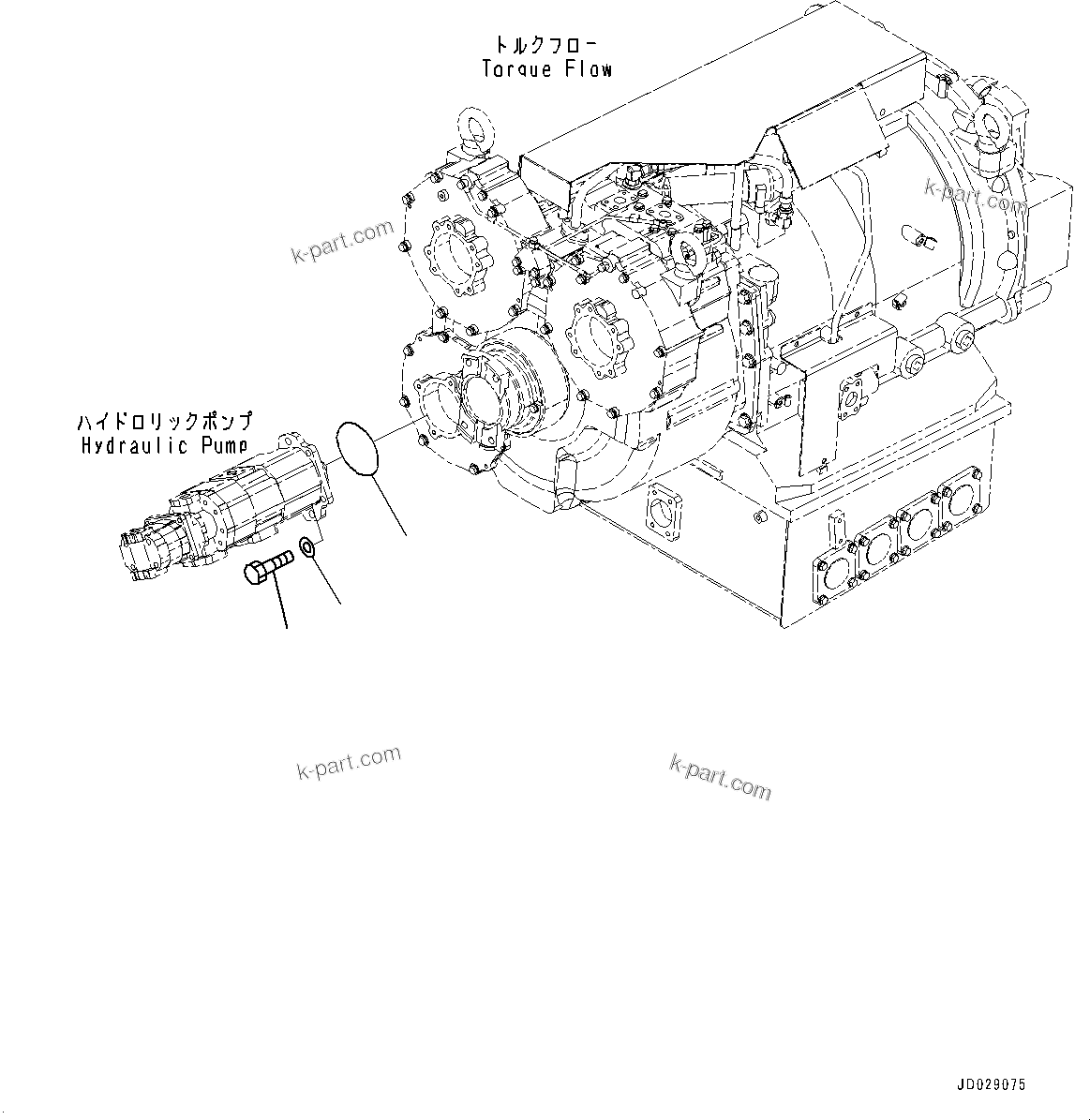 Komatsu parts book diagram for HD785-7 S/N 37001-UP (-40 deg C Spec.): TORQUE CONVERTER AND TRANSMISSION, HYDRAULIC PUMP MOUNTING(#30001-)