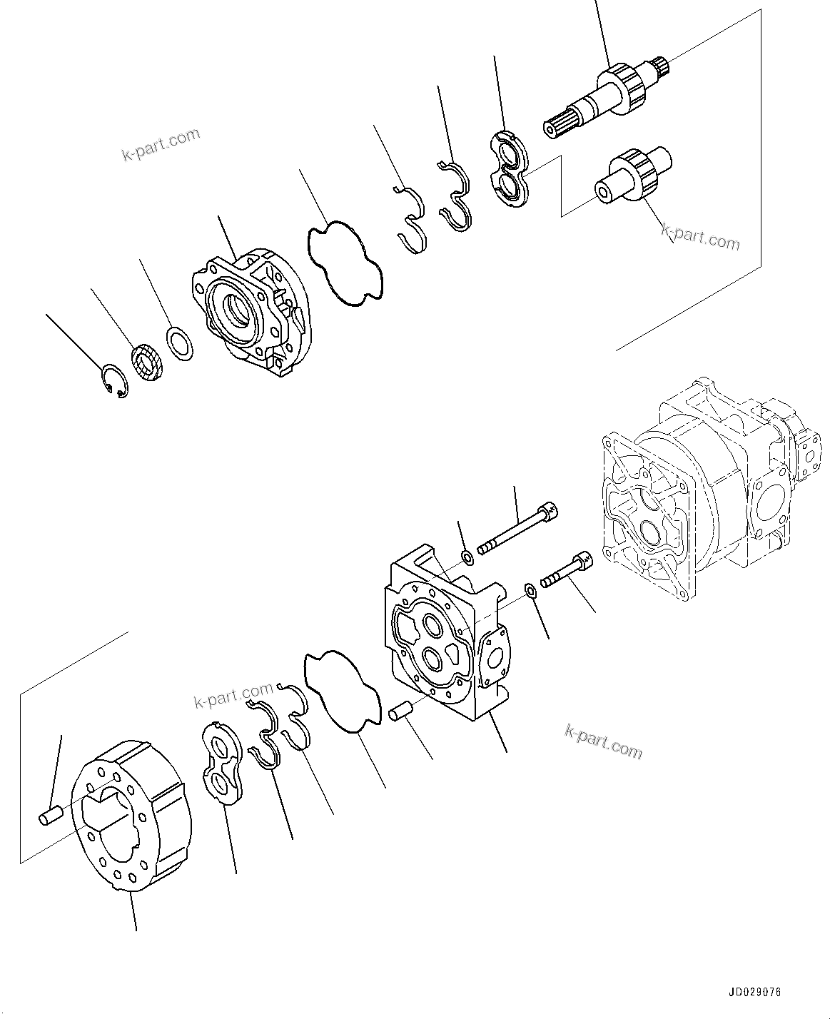 Komatsu parts book diagram for HD785-7 S/N 37001-UP (-40 deg C Spec.): TORQUE CONVERTER AND TRANSMISSION, INNER PARTS, STEERING AND HOIST PUMP (1/3)(#30001-)