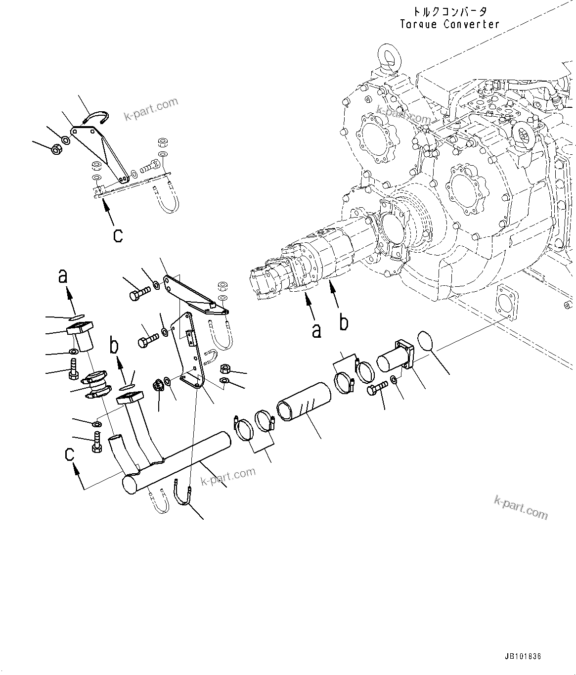 Komatsu parts book diagram for HD785-7 S/N 37001-UP (-40 deg C Spec.): TORQUE CONVERTER AND TRANSMISSION, SUCTION PIPING (1/2)(#30001-)