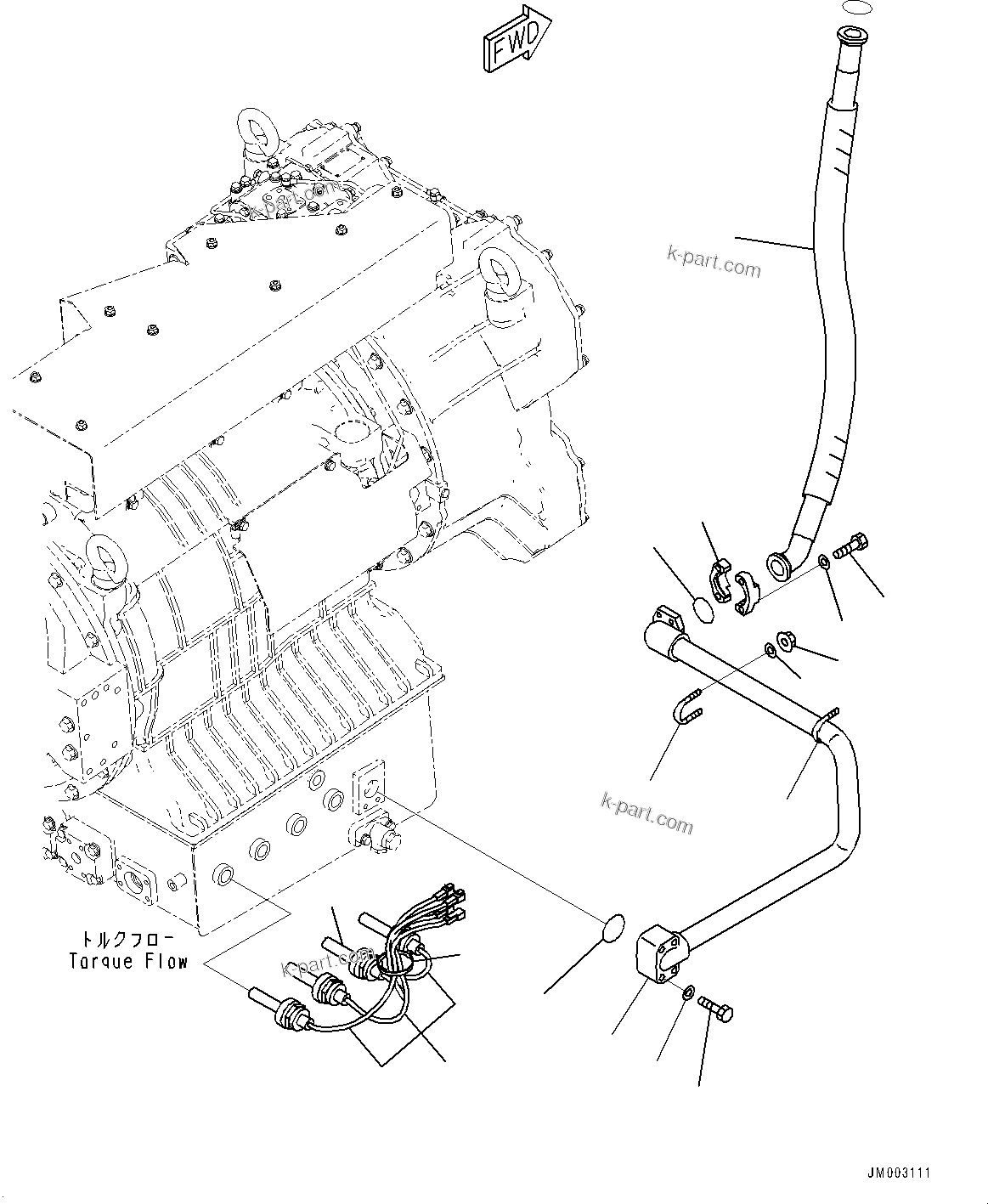 Komatsu parts book diagram for HD785-7 S/N 37001-UP (-40 deg C Spec.): TORQUE CONVERTER AND TRANSMISSION, COLD RELIEF PIPING(#30001-)