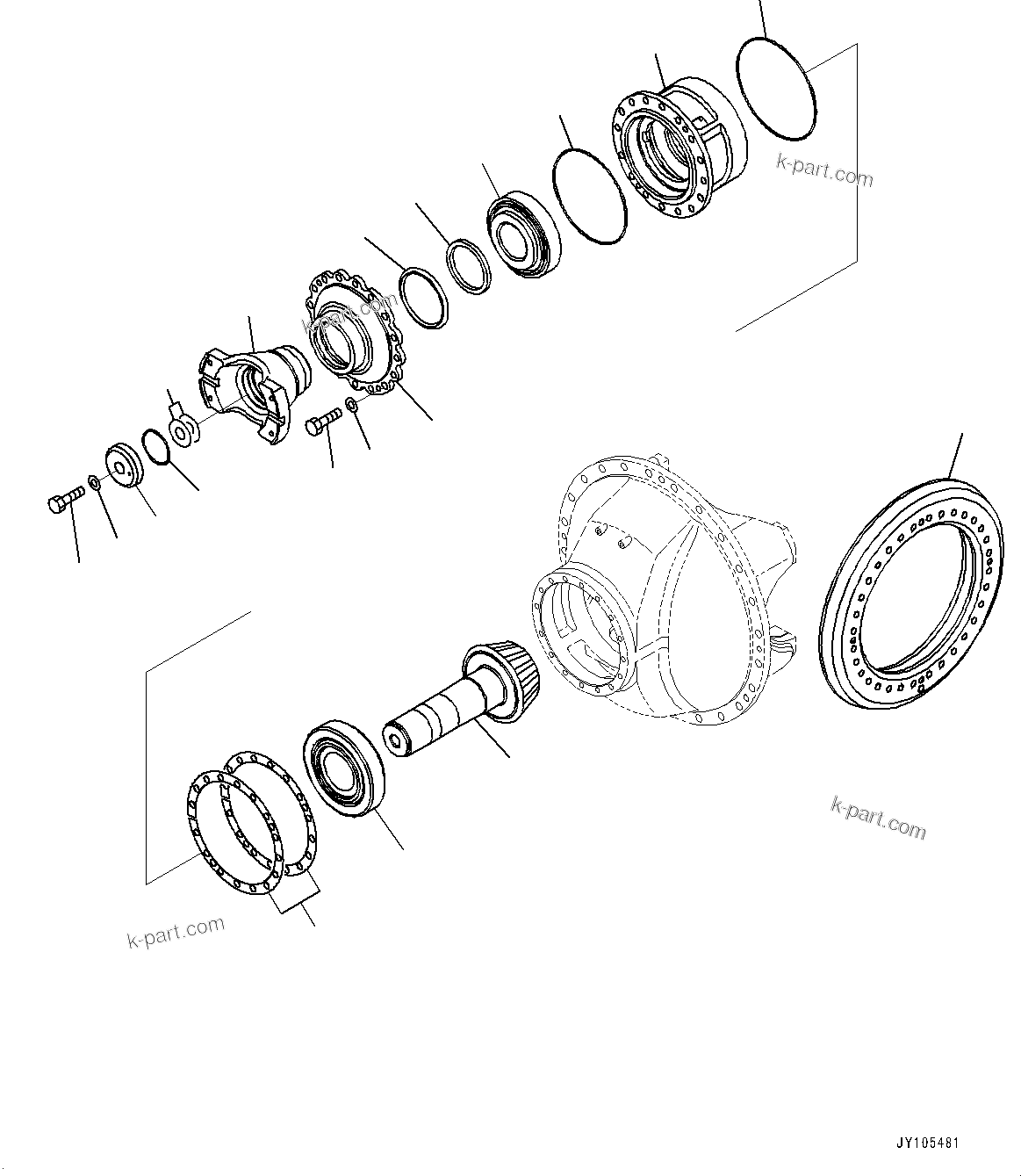 Komatsu parts book diagram for HD785-7 S/N 37001-UP (-40 deg C Spec.): REAR AXLE, DIFFERENTIAL (2/3)(#30001-)