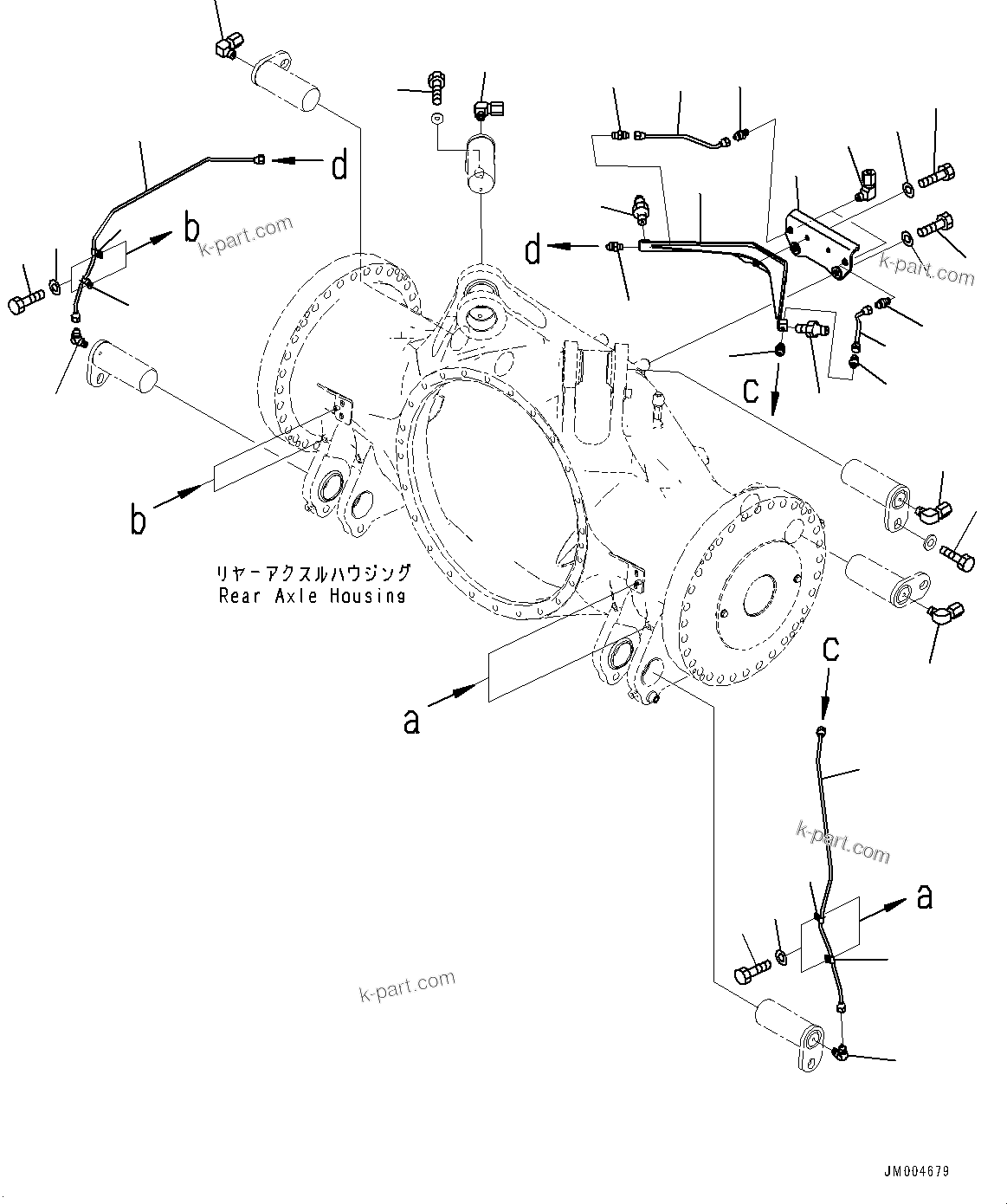 Komatsu parts book diagram for HD785-7 S/N 37001-UP (-40 deg C Spec.): REAR AXLE, LUBRICATION(#30400-30614)