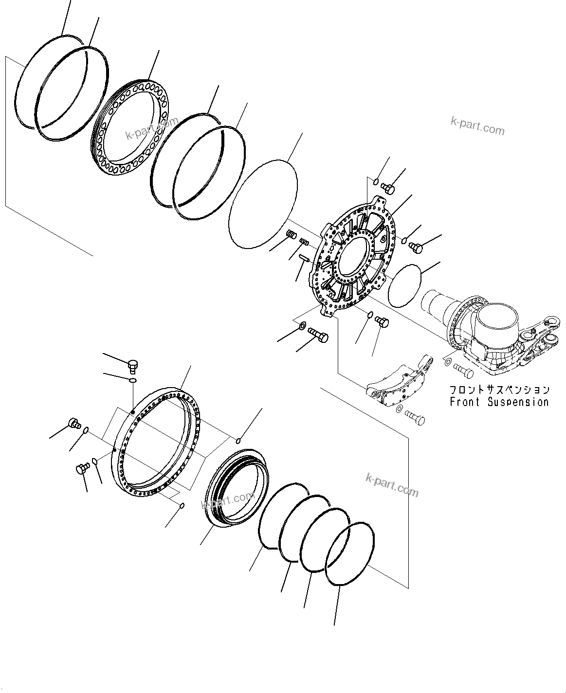 Komatsu parts book diagram for HD785-7 S/N 37001-UP (-40 deg C Spec.): FRONT AXLE, BRAKE, R.H. (1/3)(#31800-)