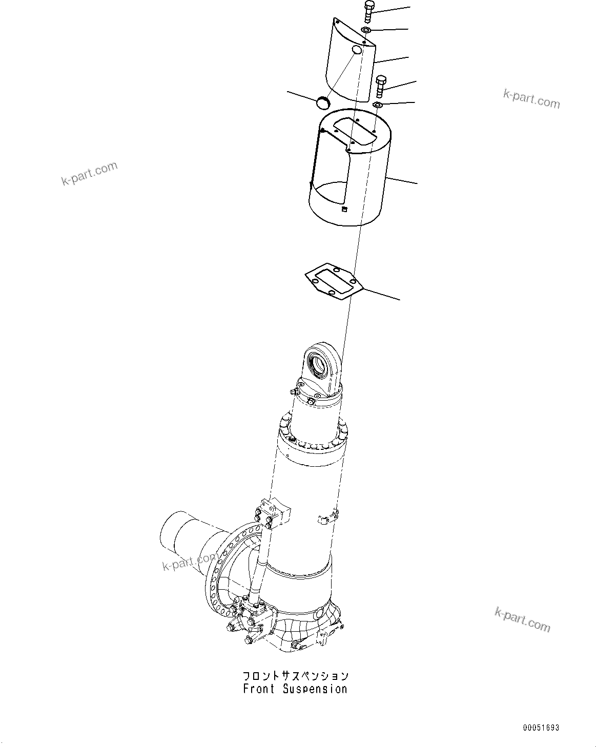 Komatsu parts book diagram for HD785-7 S/N 37001-UP (-40 deg C Spec.): FRONT AXLE, SUSPENSION COVER, R.H.(#31800-)
