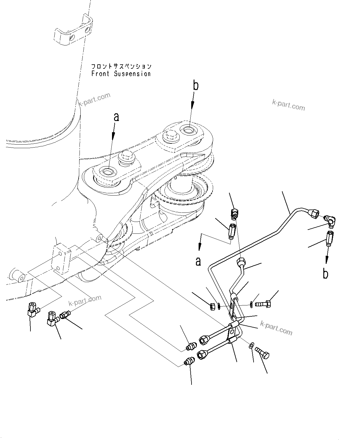 Komatsu parts book diagram for HD785-7 S/N 37001-UP (-40 deg C Spec.): FRONT AXLE, LUBRICATION (1/2)(#31800-)