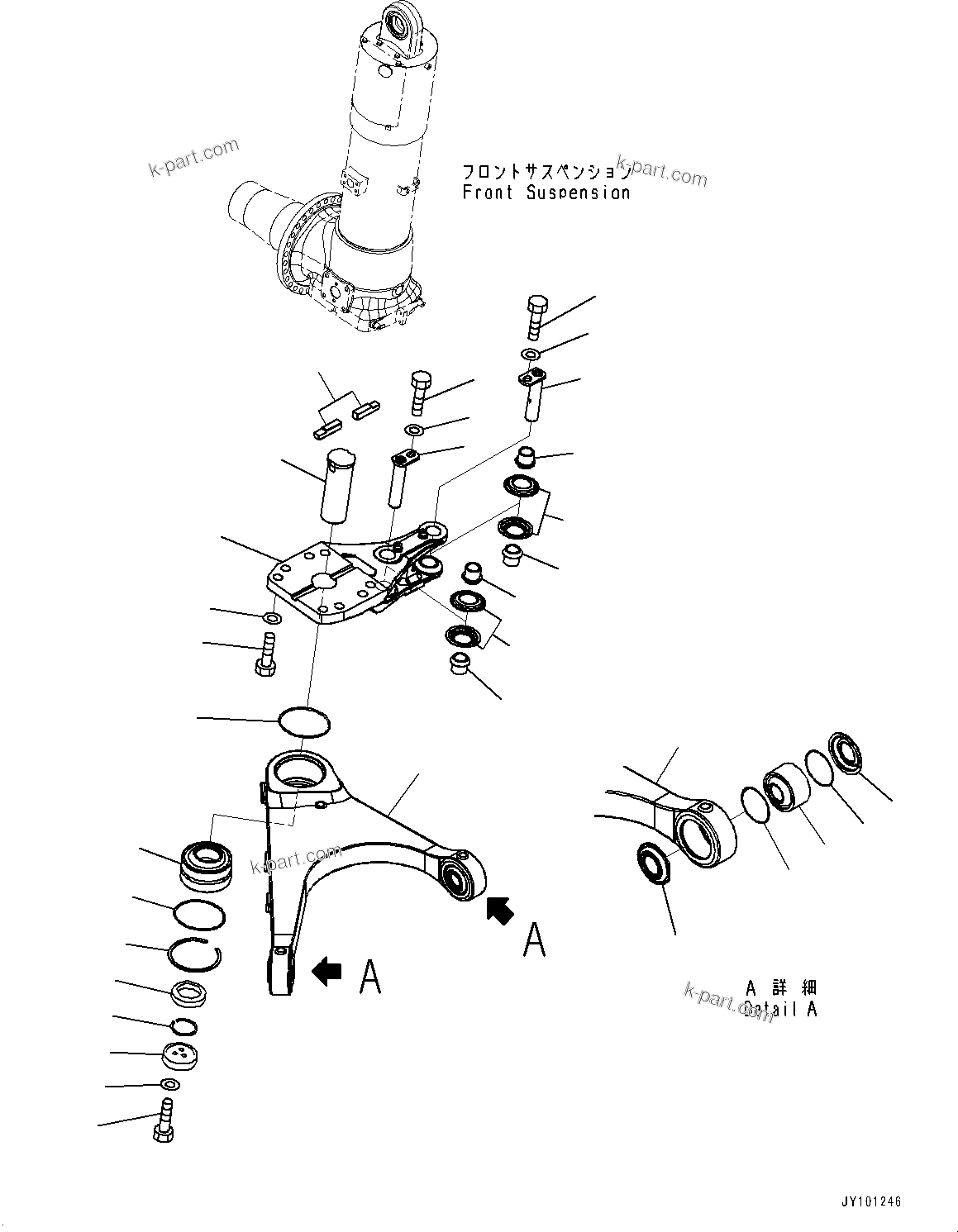 Komatsu parts book diagram for HD785-7 S/N 37001-UP (-40 deg C Spec.): FRONT AXLE, LEVER, R.H.(#32922-)