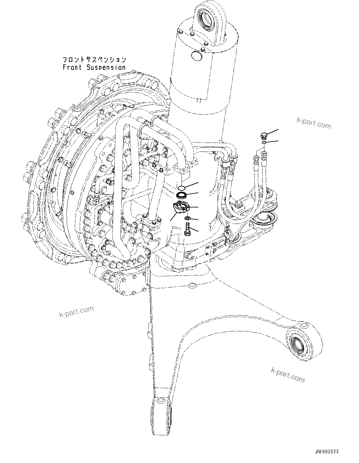 Komatsu parts book diagram for HD785-7 S/N 37001-UP (-40 deg C Spec.): FRONT AXLE, TRANSPORT R.H.(#31800-)