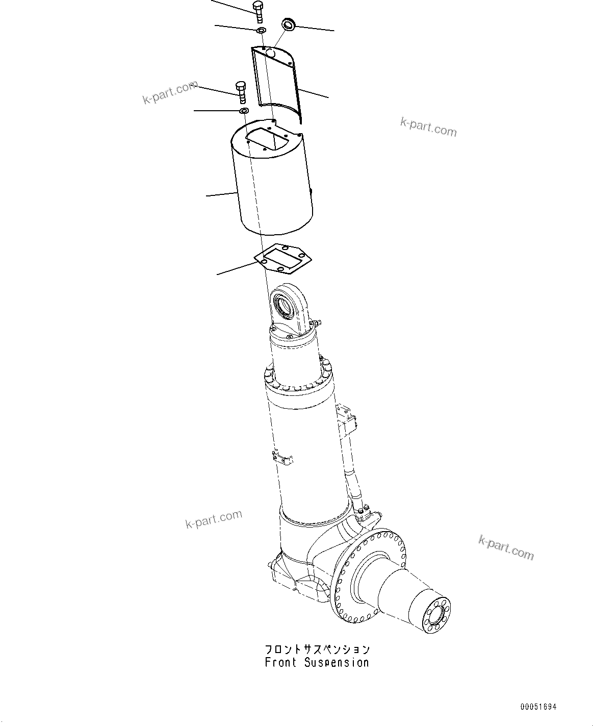 Komatsu parts book diagram for HD785-7 S/N 37001-UP (-40 deg C Spec.): FRONT AXLE, SUSPENSION COVER, L.H.(#31800-)