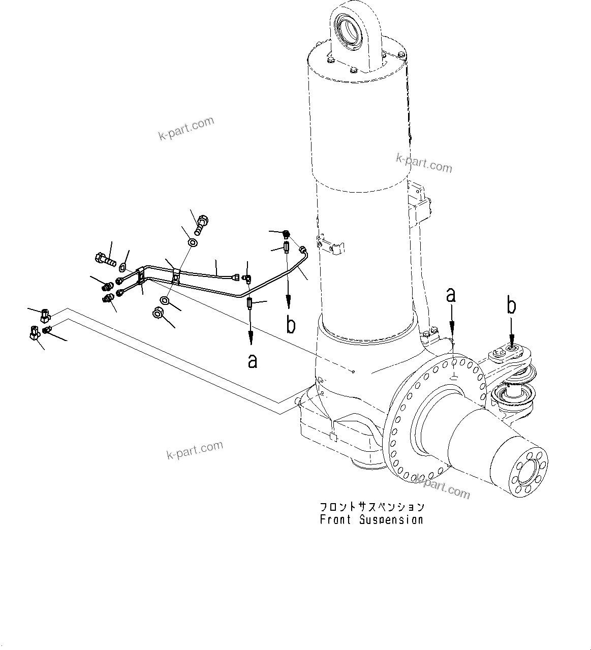 Komatsu parts book diagram for HD785-7 S/N 37001-UP (-40 deg C Spec.): FRONT AXLE, LUBRICATION (2/2)(#31800-)