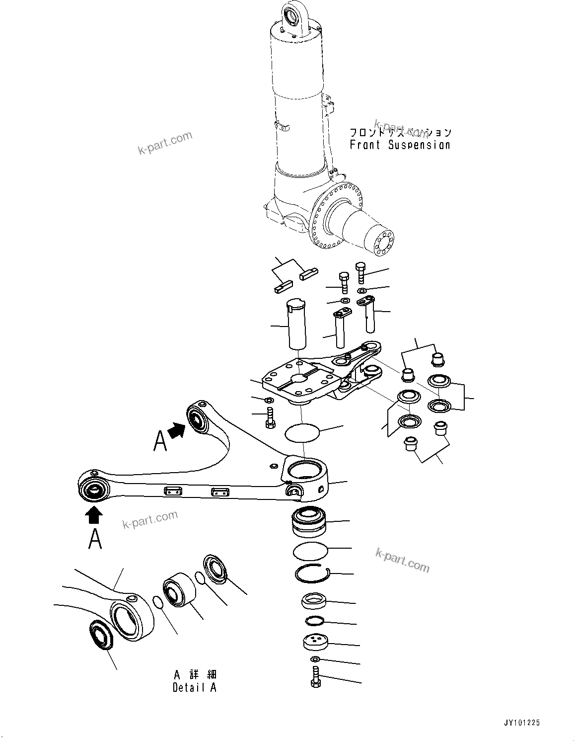 Komatsu parts book diagram for HD785-7 S/N 37001-UP (-40 deg C Spec.): FRONT AXLE, LEVER, L.H.(#32922-)