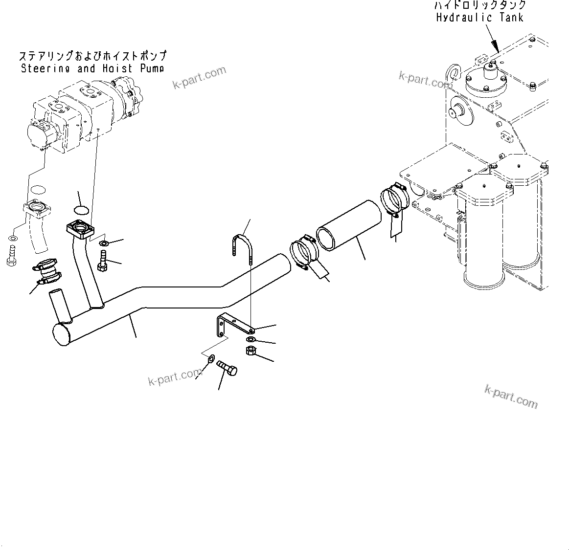 Komatsu parts book diagram for HD785-7 S/N 37001-UP (-40 deg C Spec.): STEERING AND HOIST HYDRAULIC PIPING, PUMP SUCTION(#30001-)