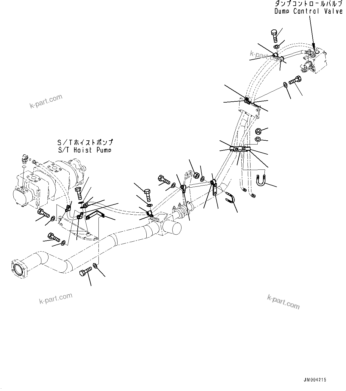 Komatsu parts book diagram for HD785-7 S/N 37001-UP (-40 deg C Spec.): STEERING AND HOIST HYDRAULIC PIPING, HOIST PUMP TO CONTROL VALVE(#30001-)