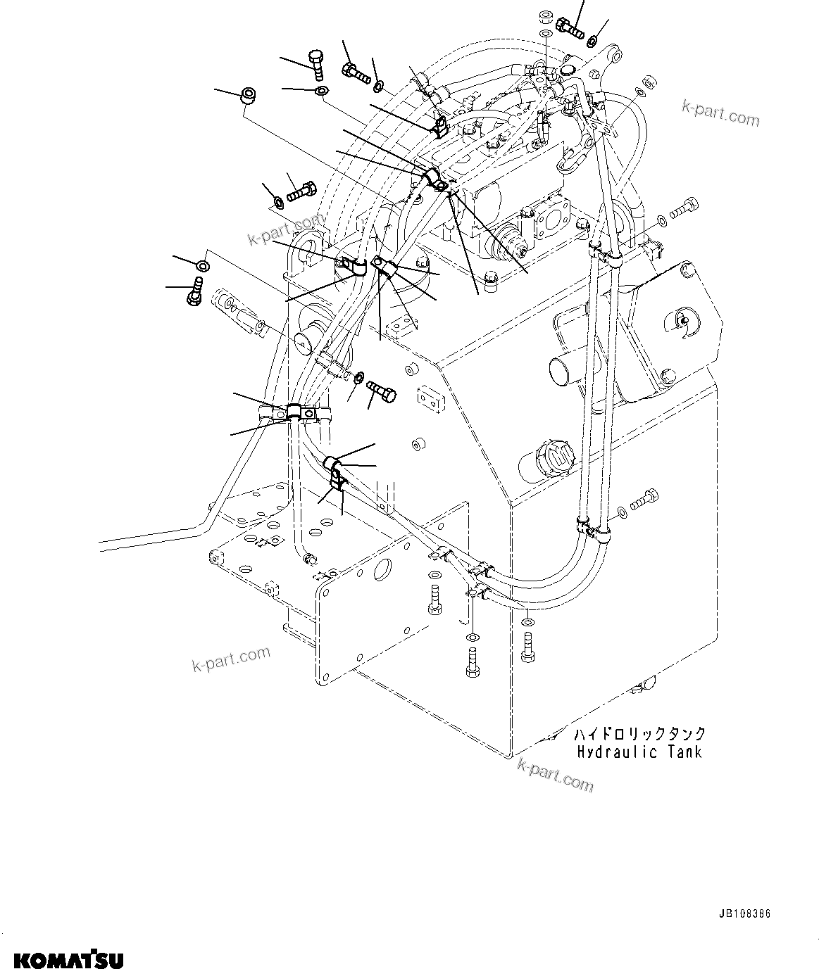 Komatsu parts book diagram for HD785-7 S/N 37001-UP (-40 deg C Spec.): STEERING AND HOIST HYDRAULIC PIPING, CLIP(#35198-)