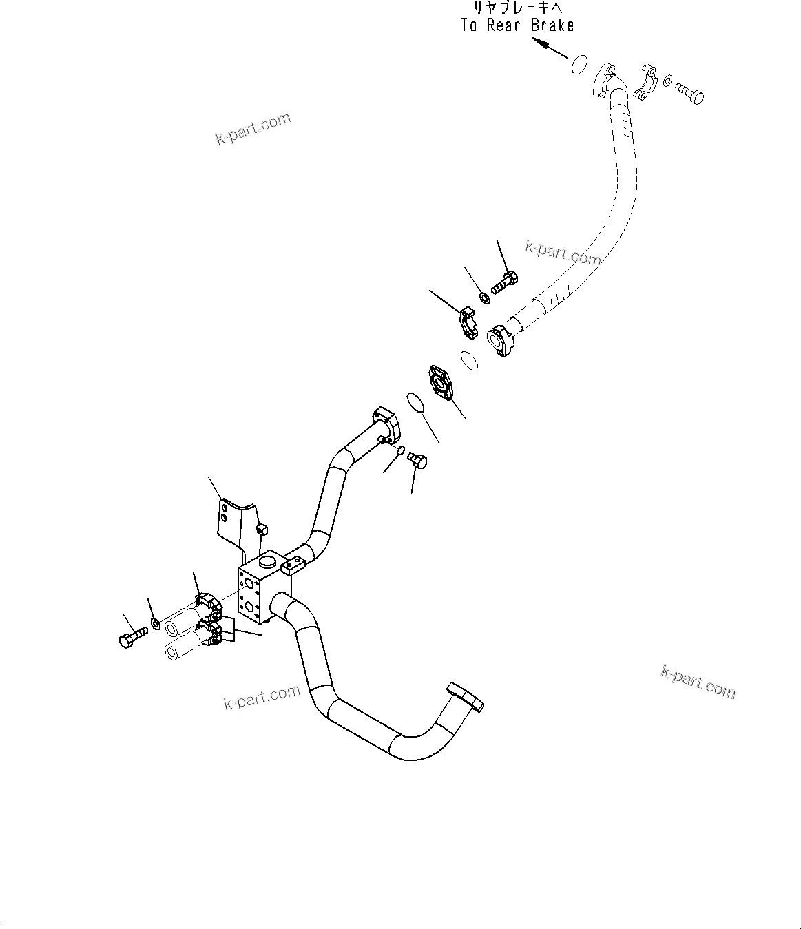 Komatsu parts book diagram for HD785-7 S/N 37001-UP (-40 deg C Spec.): BRAKE OIL COOLING HYDRAULIC PIPING, BRAKE COOLING PUMP TO REAR BRAKE (1/2)(#30001-)