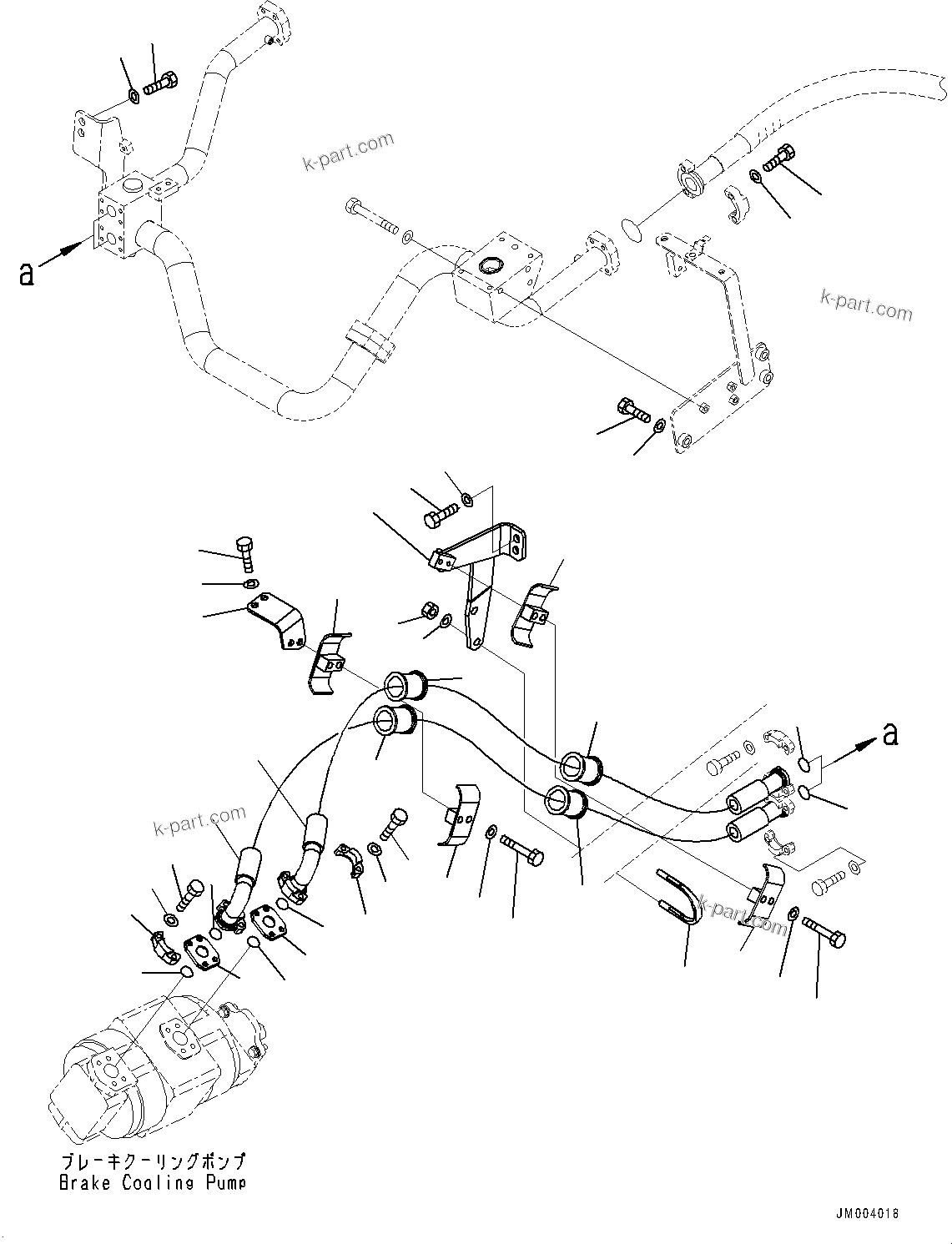 Komatsu parts book diagram for HD785-7 S/N 37001-UP (-40 deg C Spec.): BRAKE OIL COOLING HYDRAULIC PIPING, BRAKE COOLING PUMP TO REAR BRAKE (2/2)(#30001-)