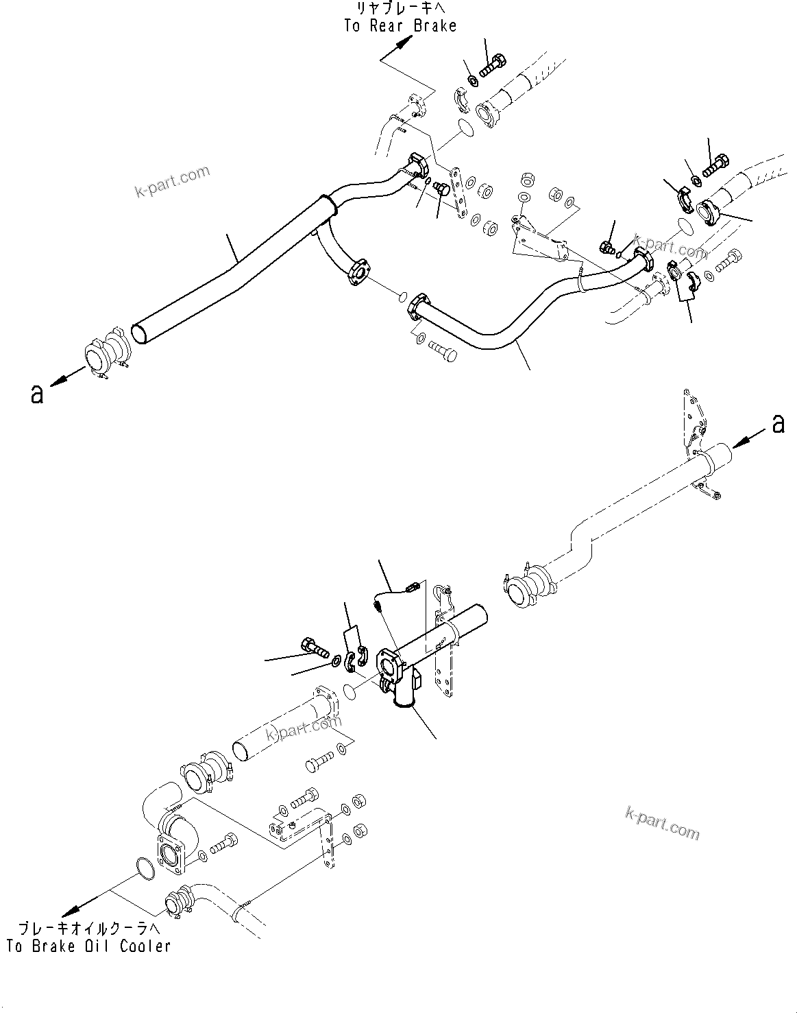 Komatsu parts book diagram for HD785-7 S/N 37001-UP (-40 deg C Spec.): BRAKE OIL COOLING HYDRAULIC PIPING, BRAKE OIL COOLER TO REAR BRAKE (1/2)(#30001-)