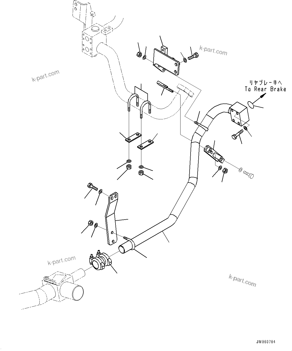 Komatsu parts book diagram for HD785-7 S/N 37001-UP (-40 deg C Spec.): BRAKE OIL COOLING HYDRAULIC PIPING, BRAKE CONTROL VALVE TO FILTER(#8989-)