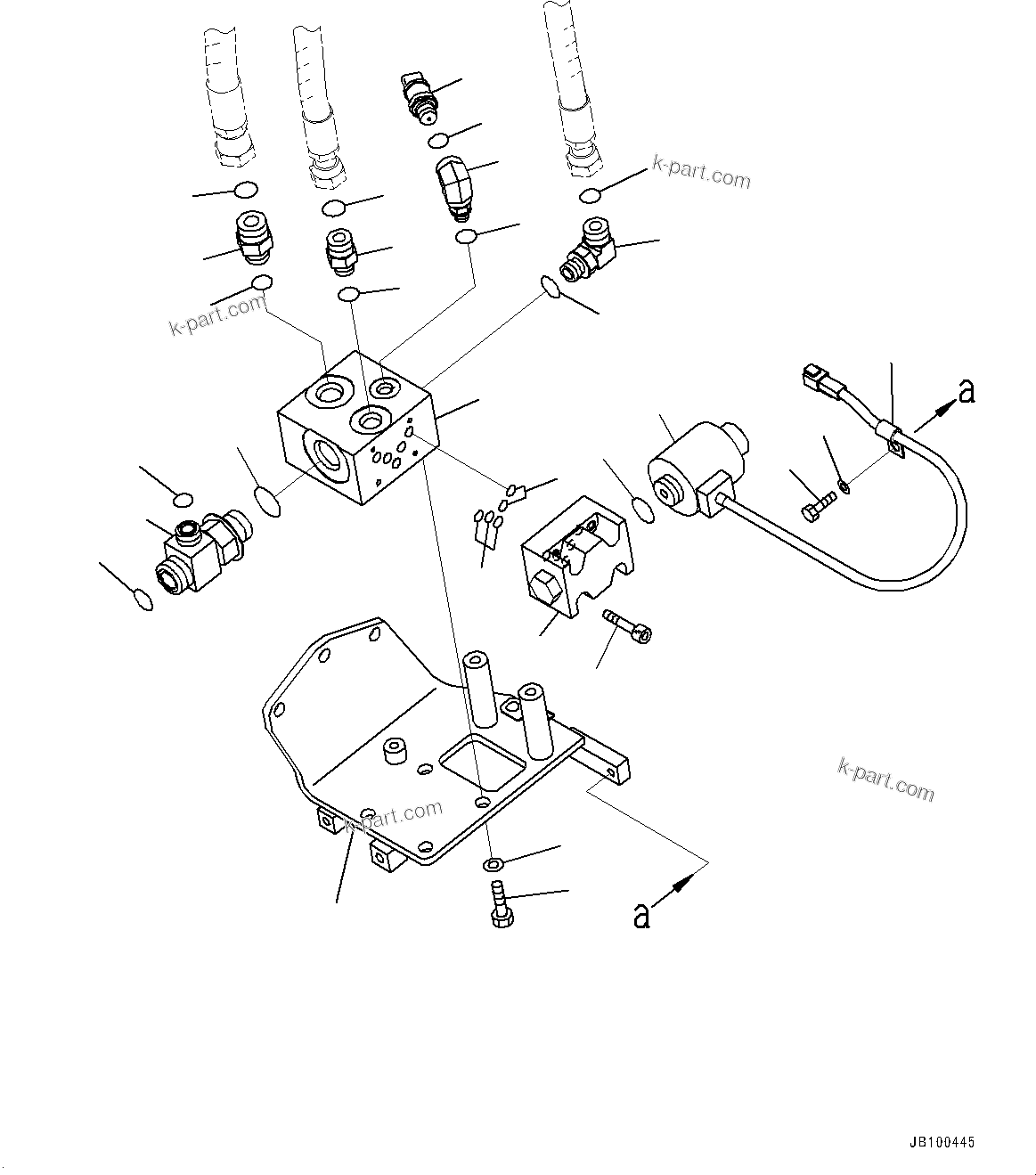 Komatsu parts book diagram for HD785-7 S/N 37001-UP (-40 deg C Spec.): BRAKE PIPING, PARKING BRAKE VALVE(#32096-32358)