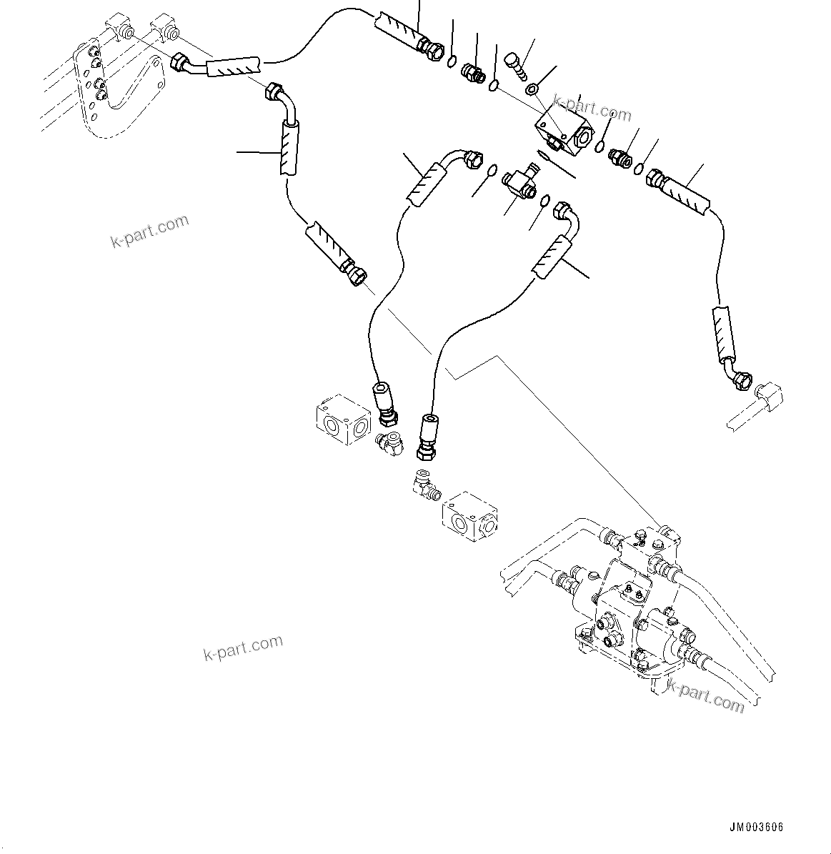 Komatsu parts book diagram for HD785-7 S/N 37001-UP (-40 deg C Spec.): BRAKE PIPING, REAR BRAKE PIPING(#30001-30628)
