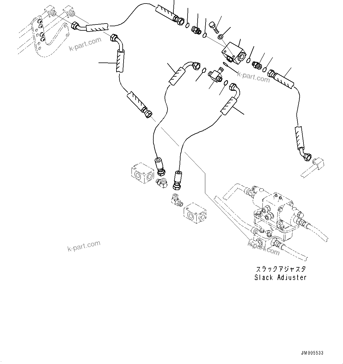 Komatsu parts book diagram for HD785-7 S/N 37001-UP (-40 deg C Spec.): BRAKE PIPING, REAR BRAKE PIPING(#30629-)