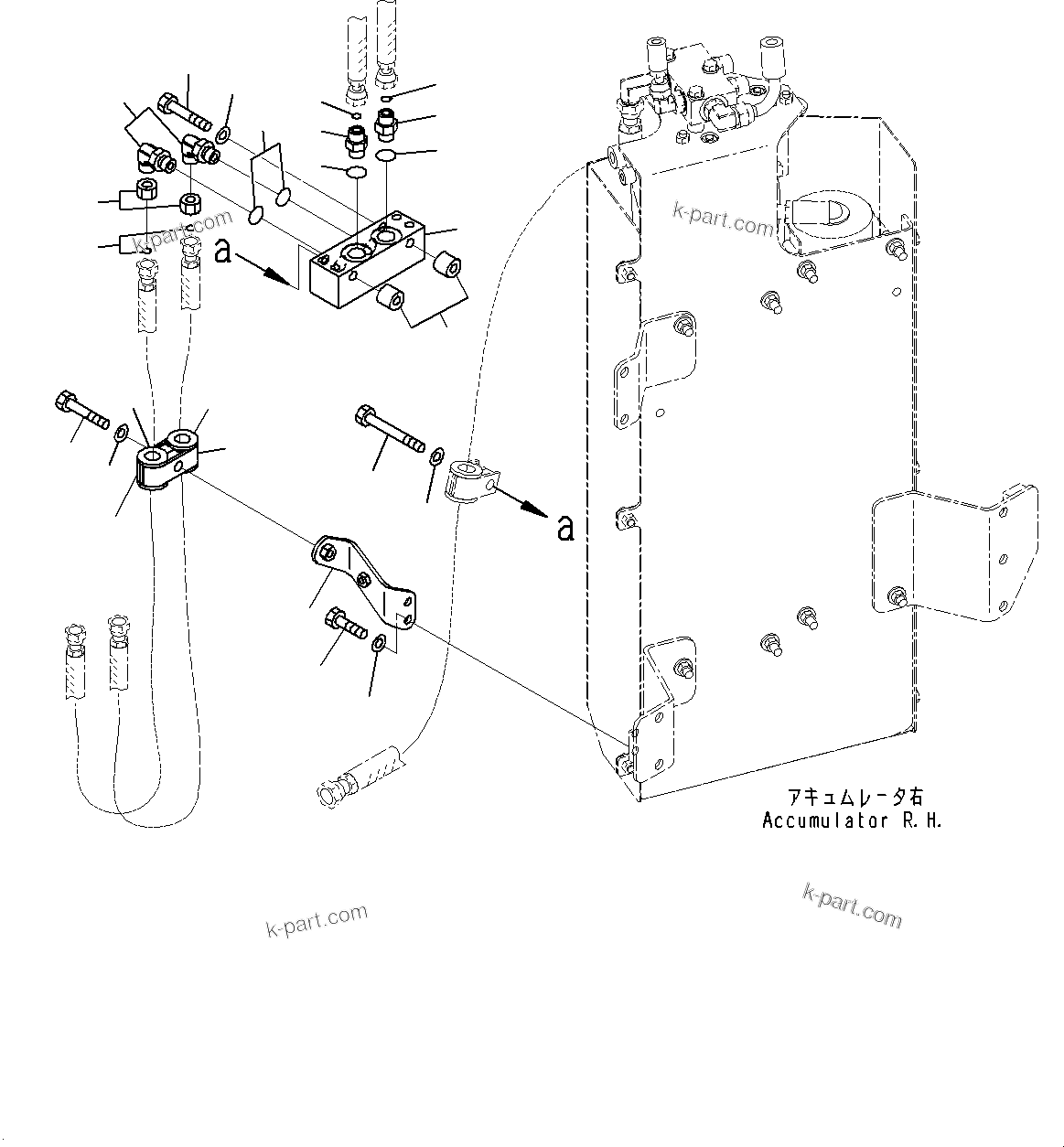 Komatsu parts book diagram for HD785-7 S/N 37001-UP (-40 deg C Spec.): BRAKE PIPING, FRONT BRAKE PIPING R.H.(#30001-)