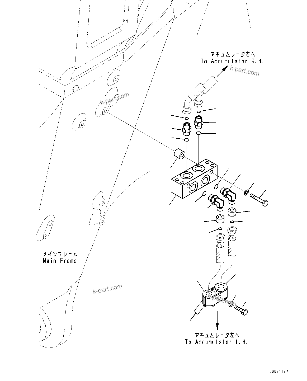 Komatsu parts book diagram for HD785-7 S/N 37001-UP (-40 deg C Spec.): BRAKE PIPING, FRONT BRAKE PIPING L.H.(#30001-)