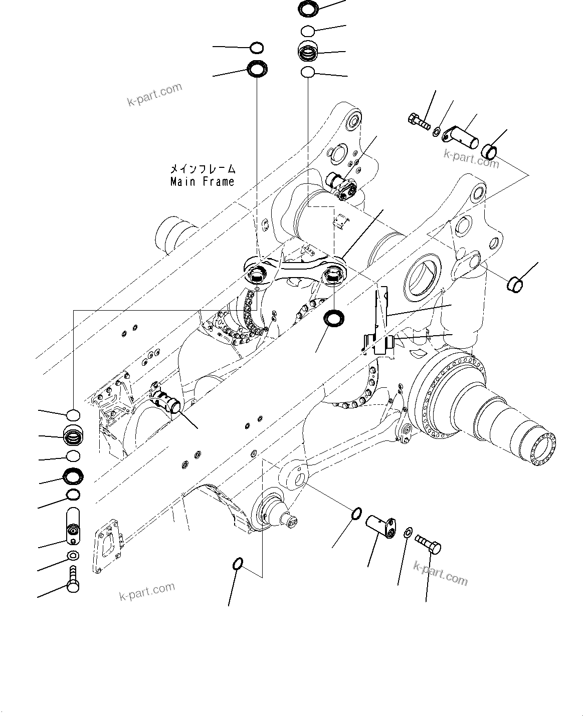 Komatsu parts book diagram for HD785-7 S/N 37001-UP (-40 deg C Spec.): MAIN FRAME, AXLE SUPPORT(#30001-)