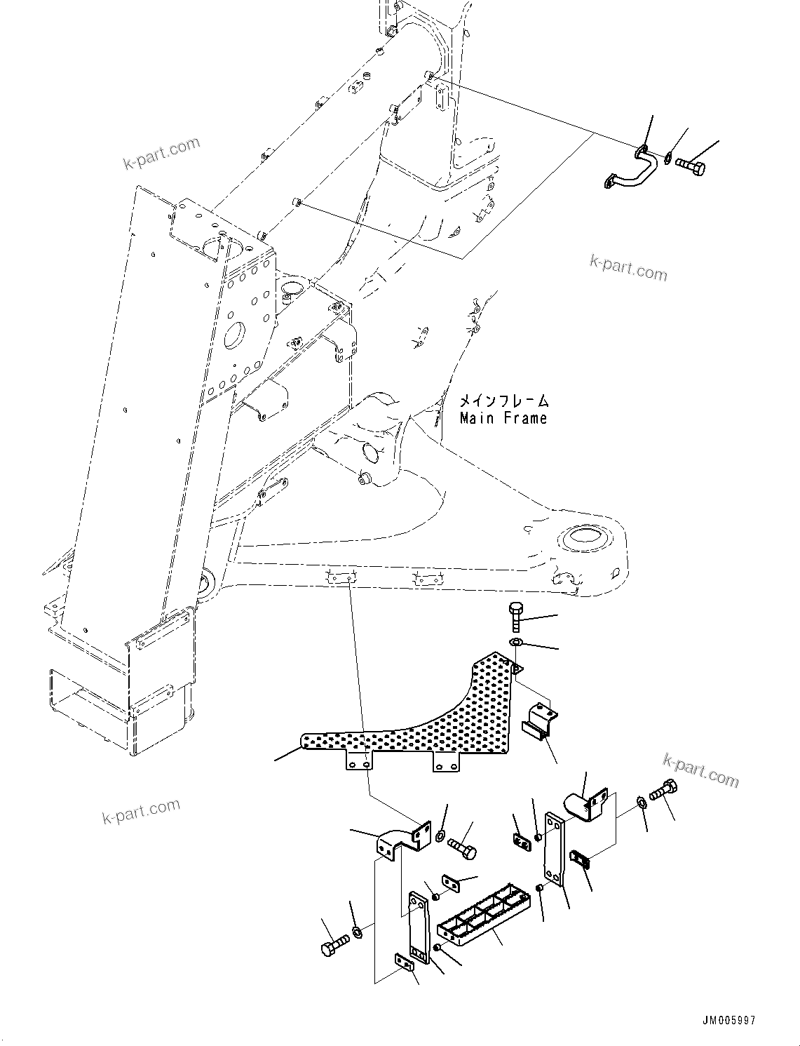 Komatsu parts book diagram for HD785-7 S/N 37001-UP (-40 deg C Spec.): FRONT SUPPORT, STEP (1/2)(#30001-35084)