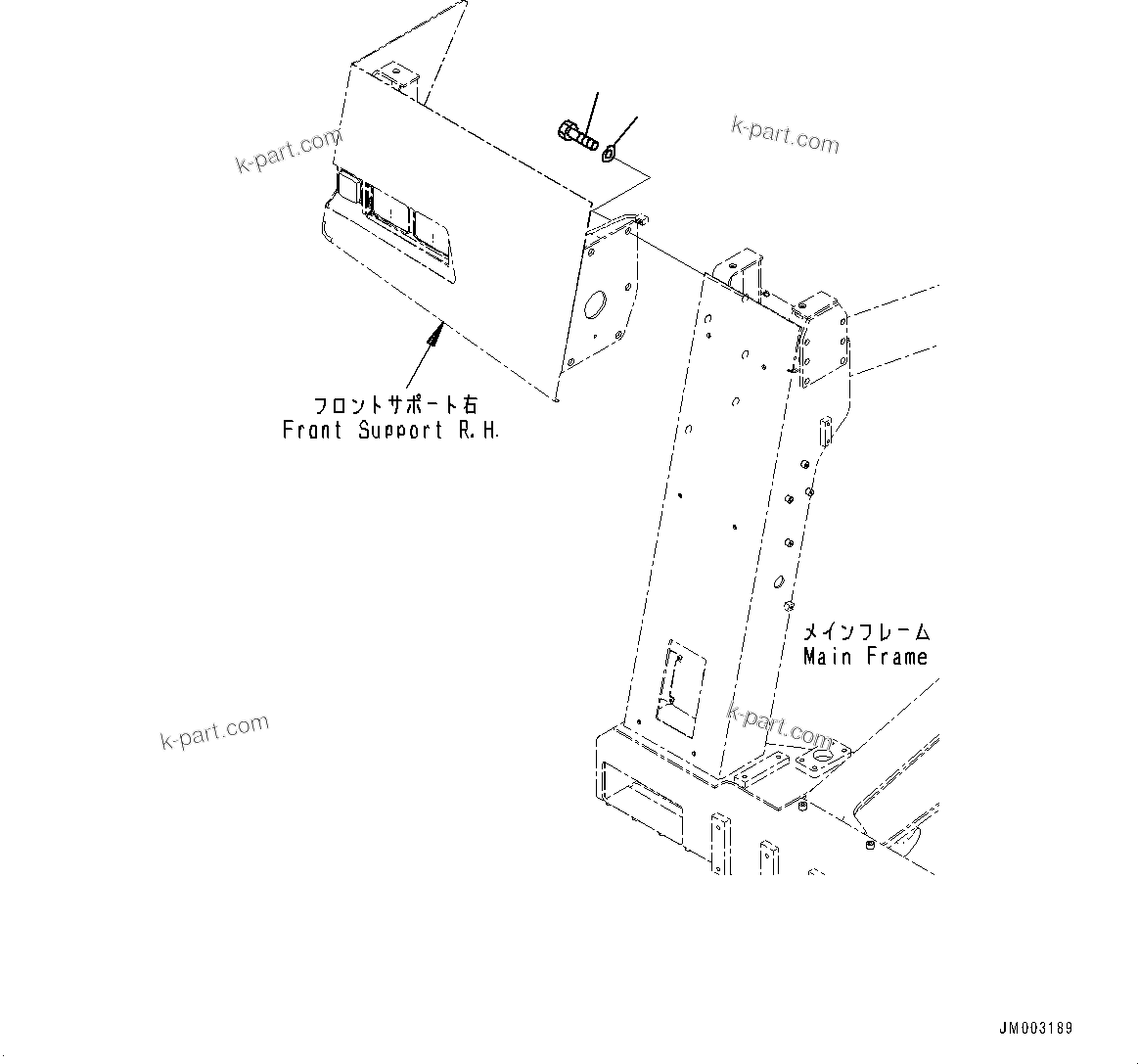 Komatsu parts book diagram for HD785-7 S/N 37001-UP (-40 deg C Spec.): FRONT SUPPORT, BOLT(#30001-)