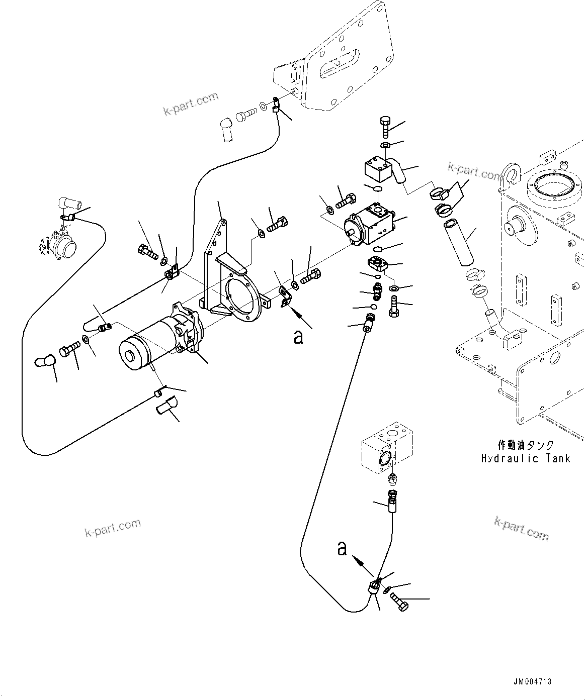 Komatsu parts book diagram for HD785-7 S/N 37001-UP (-40 deg C Spec.): EMERGENCY STEERING PIPING FLOW CONTROL SWITCH, MOTOR(#30001-)